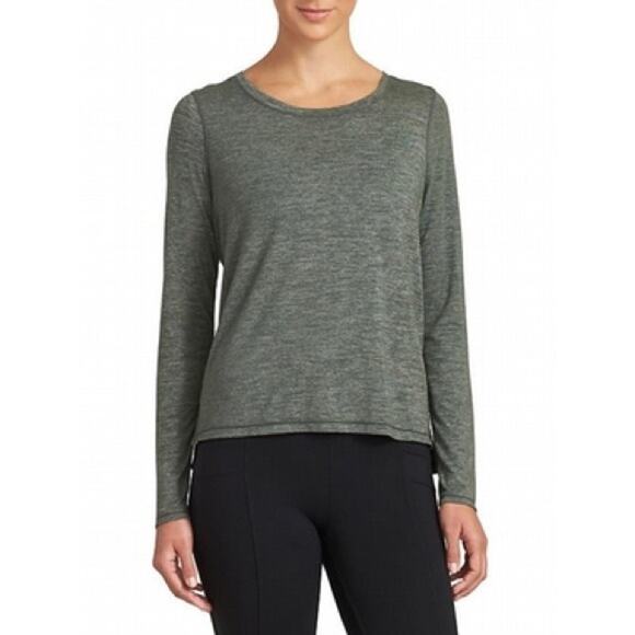 Athleta Odyssey Heathered Gray Split-Back Long Sleeve Top Women's Size Medium - Picture 1 of 8